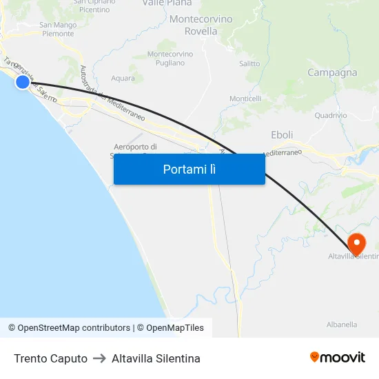 Trento Caputo to Altavilla Silentina map