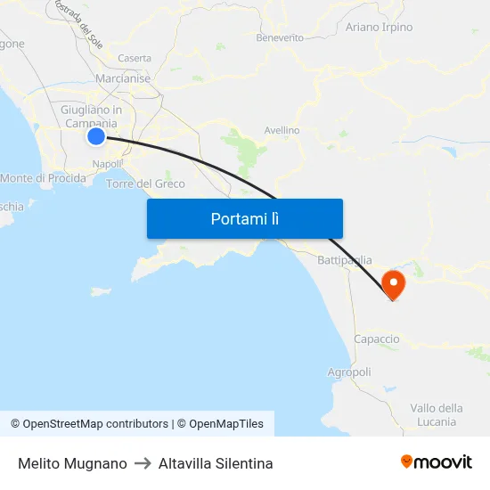 Melito Mugnano to Altavilla Silentina map