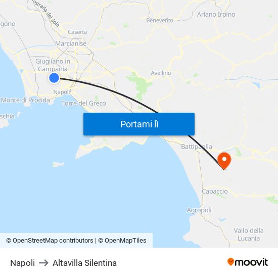 Napoli to Altavilla Silentina map