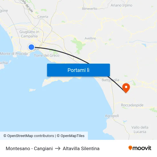 Montesano - Cangiani to Altavilla Silentina map