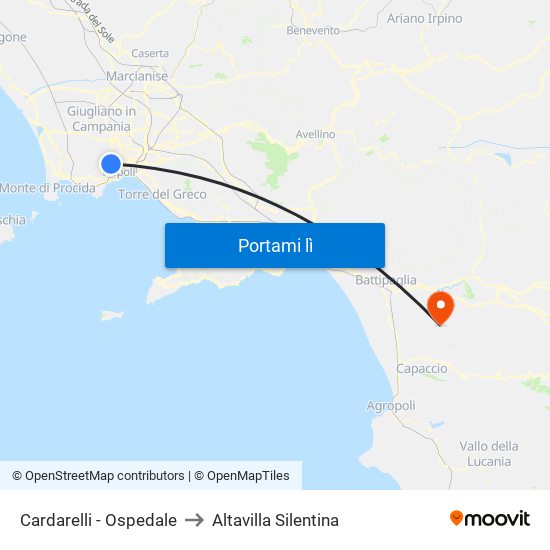 Cardarelli - Ospedale to Altavilla Silentina map