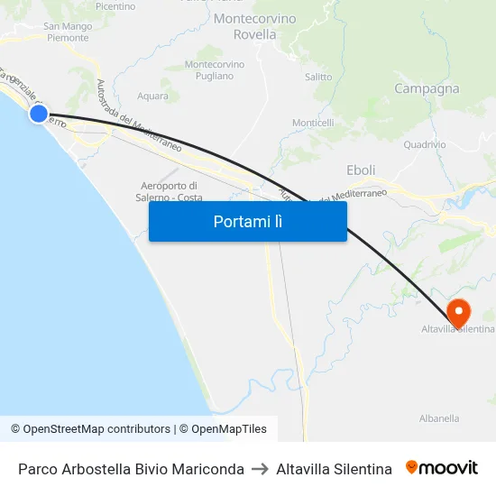 Parco Arbostella Bivio Mariconda to Altavilla Silentina map