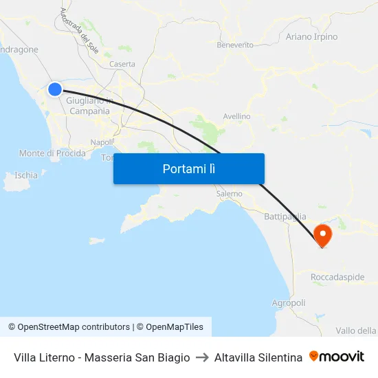 Villa Literno - Masseria San Biagio to Altavilla Silentina map