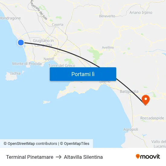 Terminal Pinetamare to Altavilla Silentina map