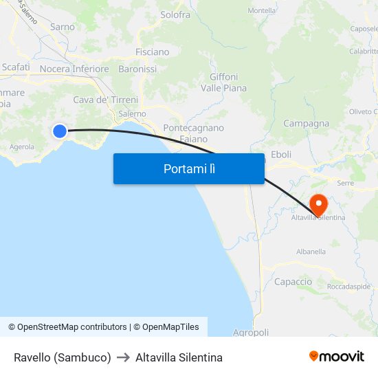 Ravello (Sambuco) to Altavilla Silentina map