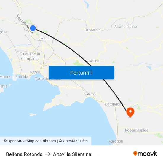 Bellona Rotonda to Altavilla Silentina map