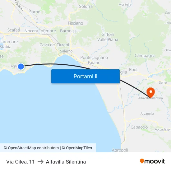Via Cilea, 11 to Altavilla Silentina map