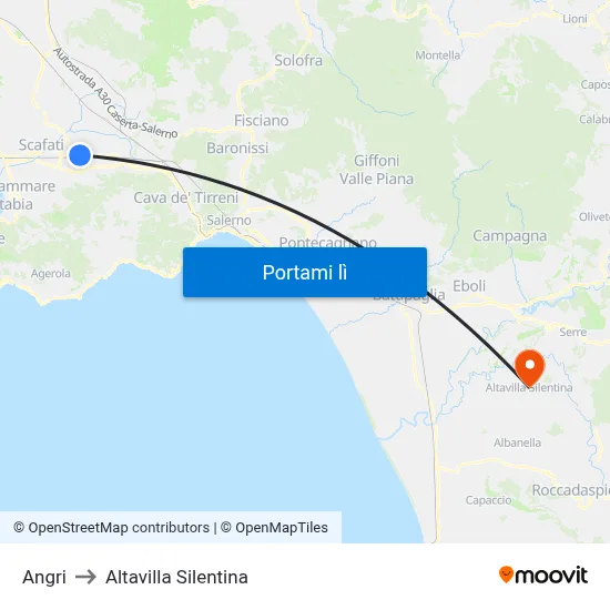 Angri to Altavilla Silentina map