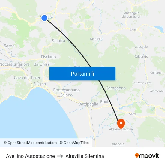 Avellino Autostazione to Altavilla Silentina map