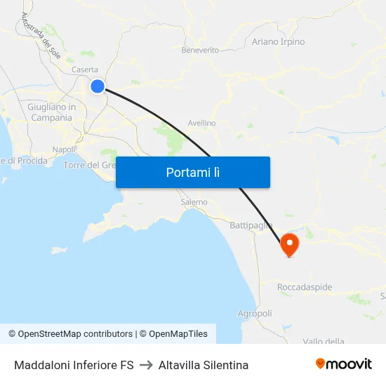 Maddaloni Inferiore FS to Altavilla Silentina map
