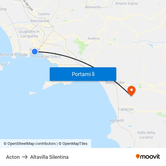 Acton to Altavilla Silentina map