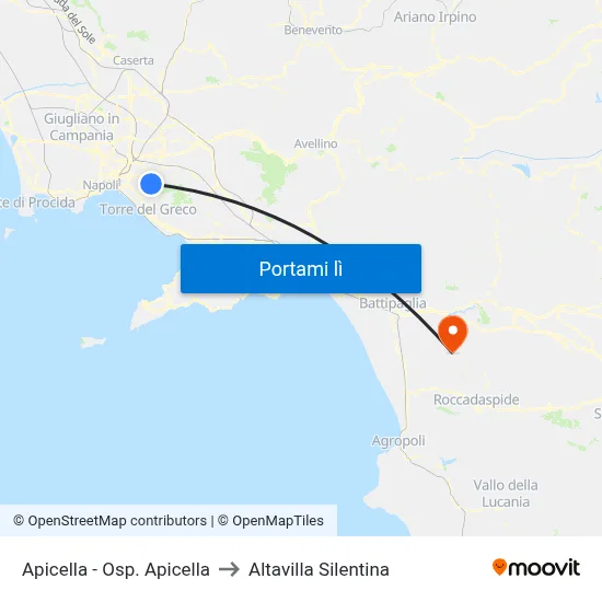 Apicella - Osp. Apicella to Altavilla Silentina map