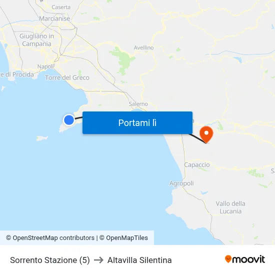 Sorrento Stazione (5) to Altavilla Silentina map