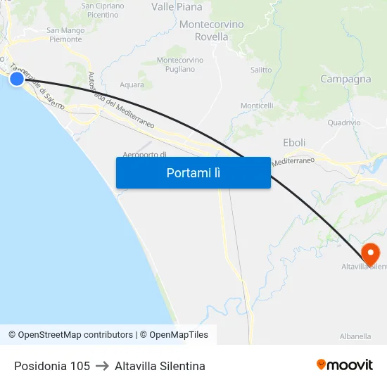 Posidonia 105 to Altavilla Silentina map