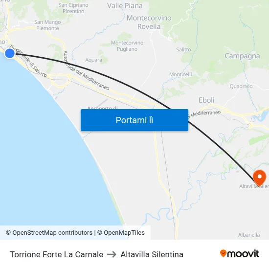 Torrione Forte La Carnale to Altavilla Silentina map