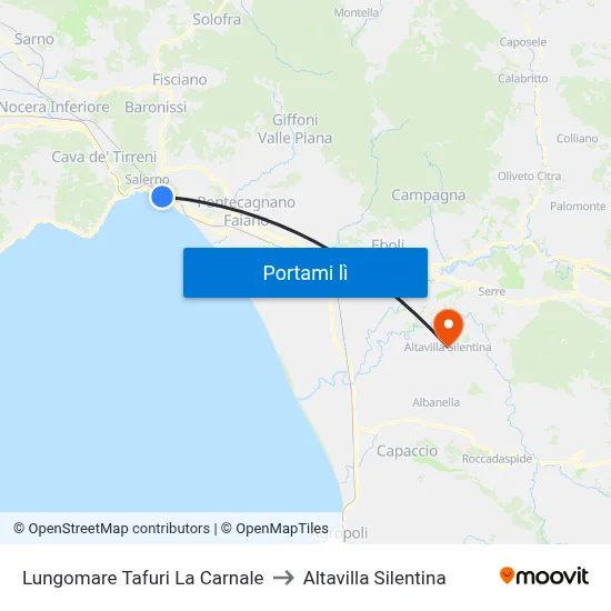 Lungomare Tafuri La Carnale to Altavilla Silentina map