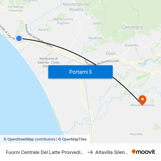Fuorni Centrale Del Latte Provveditorato to Altavilla Silentina map