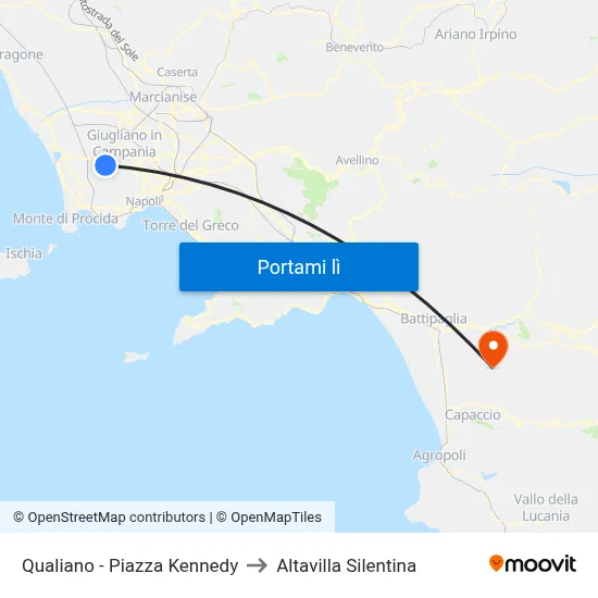 Qualiano - Piazza Kennedy to Altavilla Silentina map