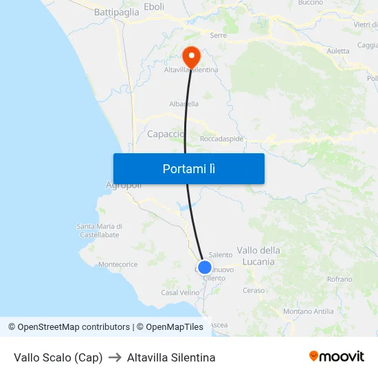 Vallo Scalo (Cap) to Altavilla Silentina map