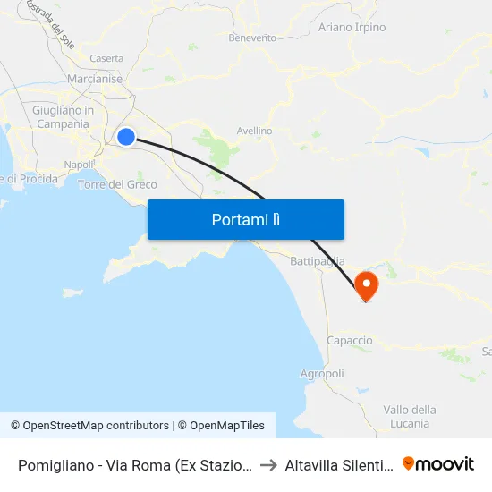 Pomigliano - Via Roma (Ex Stazione) to Altavilla Silentina map