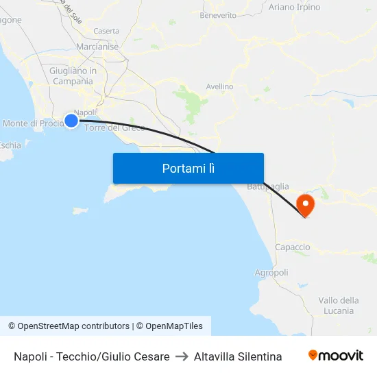 Napoli - Tecchio/Giulio Cesare to Altavilla Silentina map