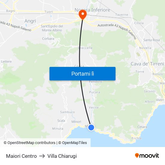 Maiori Centro to Villa Chiarugi map