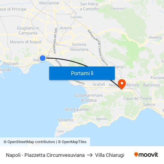 Napoli - Piazzetta Circumvesuviana to Villa Chiarugi map