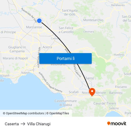 Caserta to Villa Chiarugi map