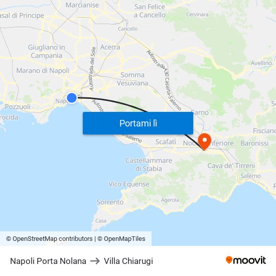 Napoli Porta Nolana to Villa Chiarugi map