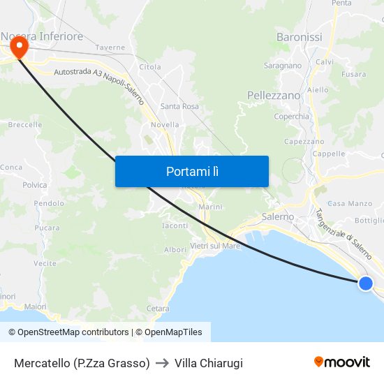 Mercatello (P.Zza Grasso) to Villa Chiarugi map