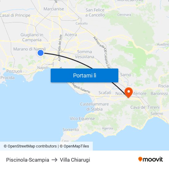 Piscinola-Scampia to Villa Chiarugi map