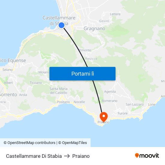 Castellammare Di Stabia to Praiano map