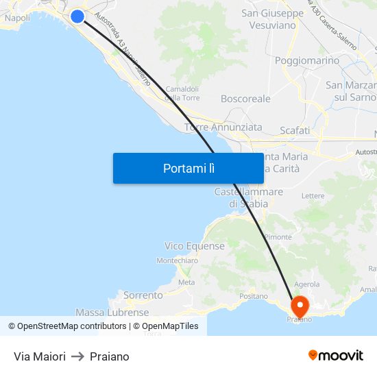 Via Maiori to Praiano map