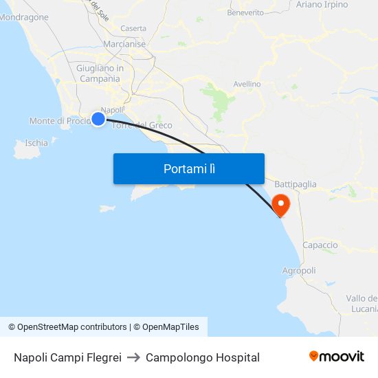 Napoli Campi Flegrei to Campolongo Hospital map