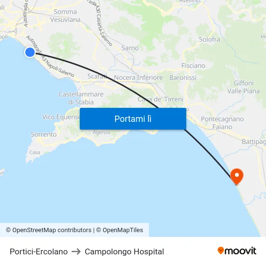 Portici-Ercolano to Campolongo Hospital map