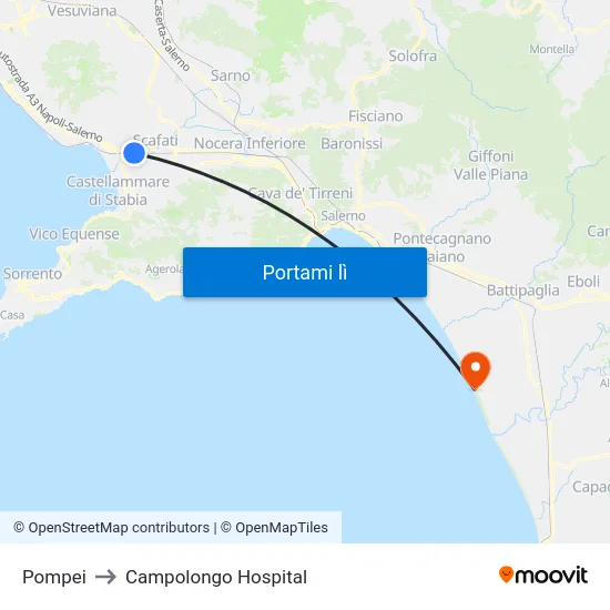 Pompei to Campolongo Hospital map