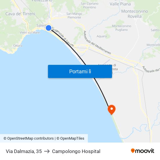 Via Dalmazia, 35 to Campolongo Hospital map