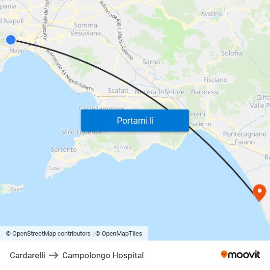 Cardarelli to Campolongo Hospital map