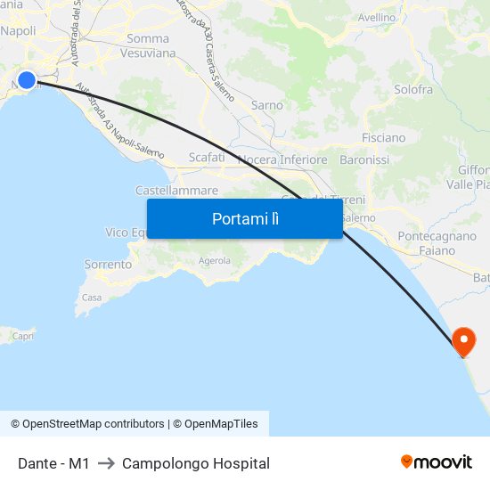 Dante - M1 to Campolongo Hospital map