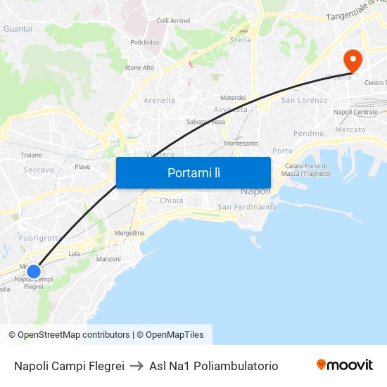 Napoli Campi Flegrei to Asl Na1 Poliambulatorio map