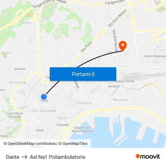 Dante to Asl Na1 Poliambulatorio map