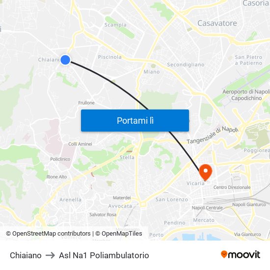 Chiaiano to Asl Na1 Poliambulatorio map