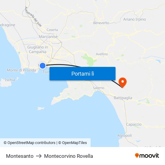 Montesanto to Montecorvino Rovella map