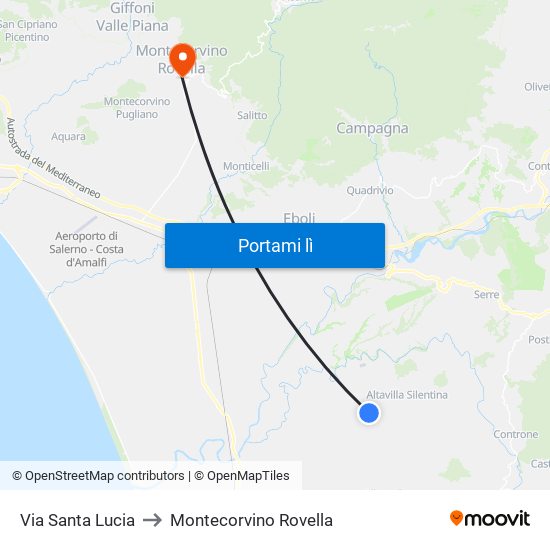 Via Santa Lucia to Montecorvino Rovella map