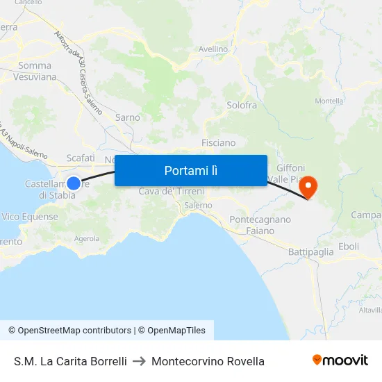 S.M. La Carita  Borrelli to Montecorvino Rovella map