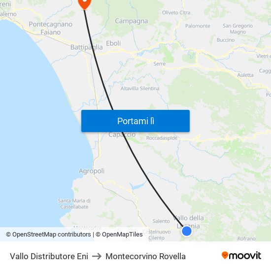 Vallo Distributore Eni to Montecorvino Rovella map