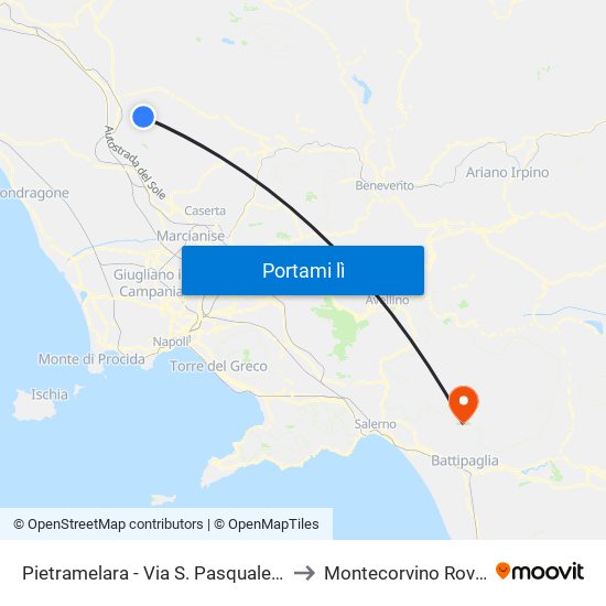 Pietramelara - Via S. Pasquale, 123 to Montecorvino Rovella map