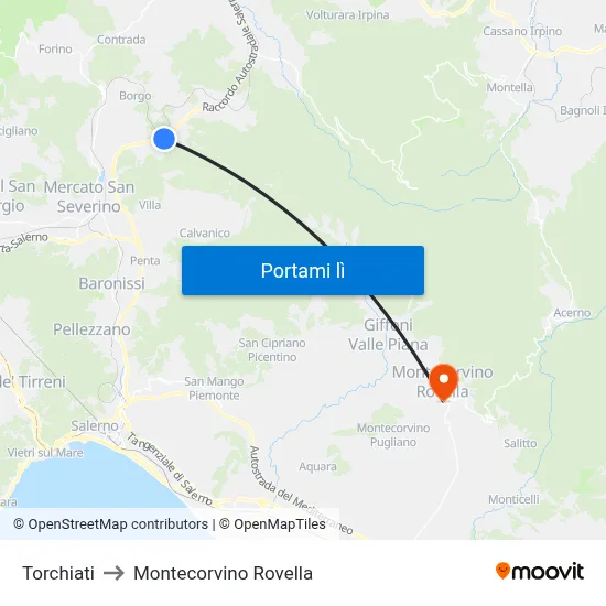 Torchiati to Montecorvino Rovella map