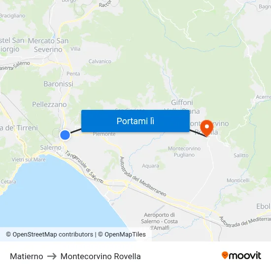Matierno to Montecorvino Rovella map
