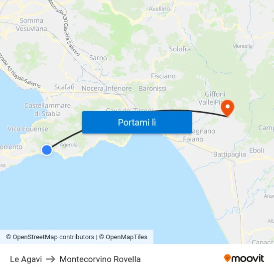 Le Agavi to Montecorvino Rovella map